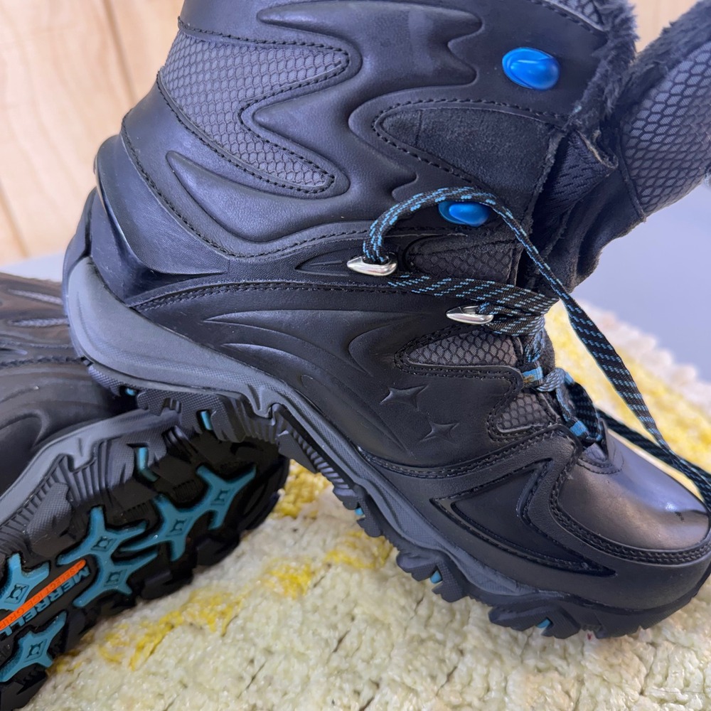 Merrell Womens Black Waterproof Winter Hiking Boots J21120 Size 9 Active Heat - Picture 2 of 16